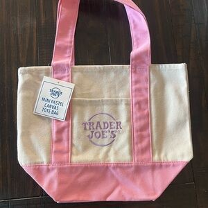 Trader Joe’s Pink and Cream Canvas Tote Bag